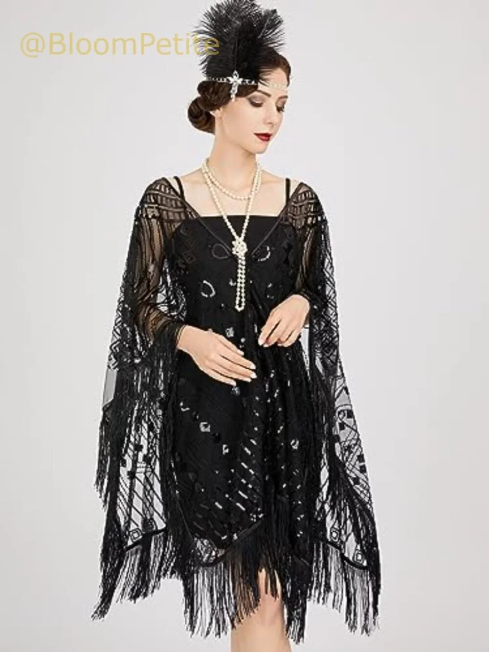 1920s Long Shawl Wrap Sequin Flapper Evening Accessory for Party